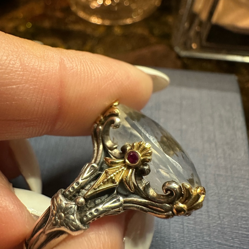 Konstantino Silver and Gold Ring with Clear Gemstone - Picture 3 of 4